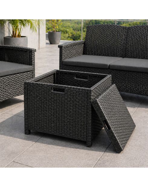 Salon de jardin 5 places effet résine tressée avec table basse Bodrum gris anthracite - 4 pièces