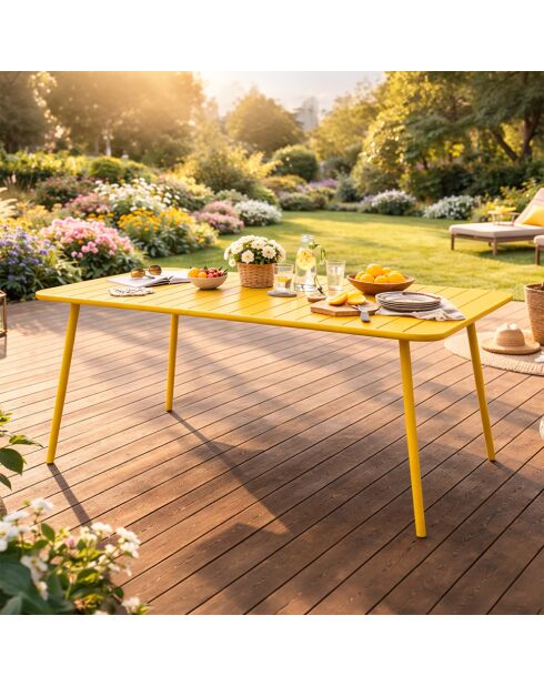 Falcou Gartentisch 4 bis 6 Sitze gelb - 120x70x72 cm