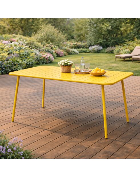Falcou Gartentisch 4 bis 6 Sitze gelb - 120x70x72 cm