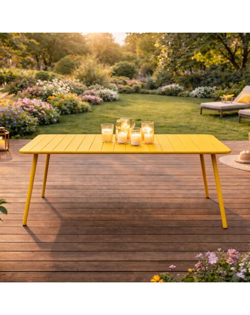 Falcou Gartentisch 4 bis 6 Sitze gelb - 120x70x72 cm