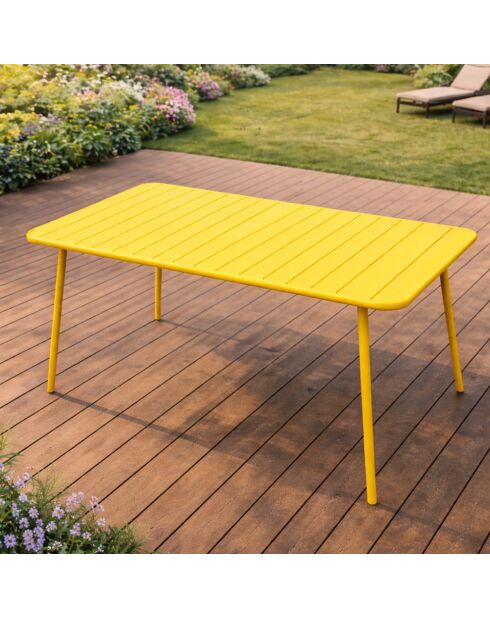 Falcou Gartentisch 4 bis 6 Sitze gelb - 120x70x72 cm