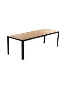Table de jardin 8 personnes avec plateau en verre trempé effet bois Jindalee marron - 96x14x78 cm