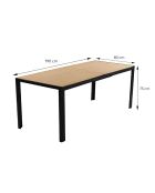 Table de jardin 8 personnes avec plateau en verre trempé effet bois Jindalee marron - 96x14x78 cm