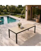 Table de jardin 8 personnes avec plateau en verre trempé effet bois Jindalee marron - 96x14x78 cm