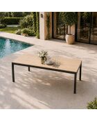 Table de jardin 8 personnes avec plateau en verre trempé effet bois Jindalee marron - 96x14x78 cm
