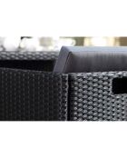 Salon de jardin 6 places Ervilo noir et gris avec housse de protection - 7 pièces