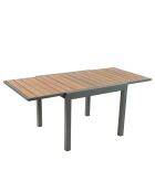 180 cm ausziehbarer Gartentisch aus Aluminium und Eukalyptusholz Cay Brown - 90x90x74 cm