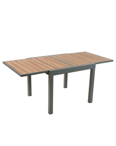 180 cm uitschuifbare tuintafel in aluminium en eucalyptushout Cay brown - 90x90x74 cm