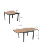 180 cm ausziehbarer Gartentisch aus Aluminium und Eukalyptusholz Cay Brown - 90x90x74 cm