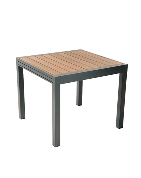 180 cm uitschuifbare tuintafel in aluminium en eucalyptushout Cay brown - 90x90x74 cm