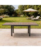 180 cm ausziehbarer Gartentisch aus Aluminium und Eukalyptusholz Cay Brown - 90x90x74 cm