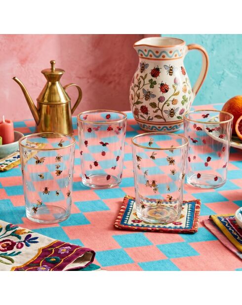 4 pièces de verres Lady 510 doré/transparent - 8,8x8,8x12 cm