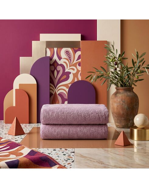 2 pièces de serviettes de bain Slick rose poudré - 70x140 cm