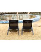 Lot de 2 transats empilables et ajustables en aluminium Ceylan noir - 66x179x30 cm