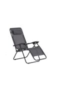 Transat inclinable Elaro gris foncé et noir - 160x65x110 cm