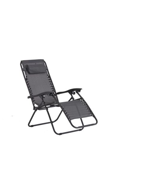 Transat inclinable Elaro gris foncé et noir - 160x65x110 cm