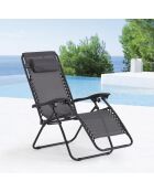 Transat inclinable Elaro gris foncé et noir - 160x65x110 cm