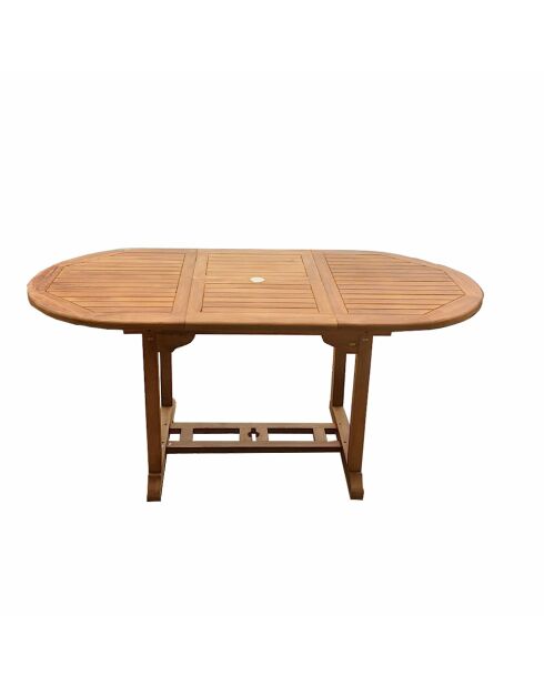 Uitschuifbare ovale tuintafel in ruw teakhout voor 6 personen Lireno bruin - 170x90x75 cm