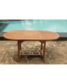 Ausziehbarer ovaler Gartentisch aus rohem Teakholz für 6 Personen Lireno braun - 170x90x75 cm