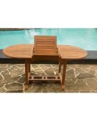 Ausziehbarer ovaler Gartentisch aus rohem Teakholz für 6 Personen Lireno braun - 170x90x75 cm