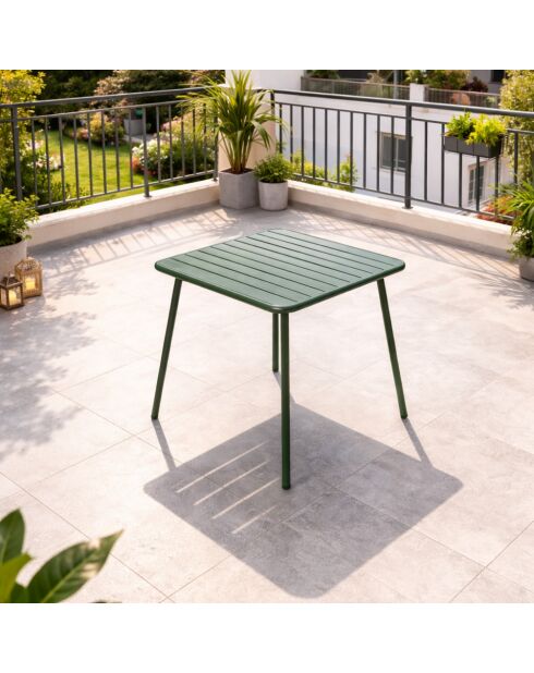 Table carrée 4 places Falcou verte - 70x70 cm