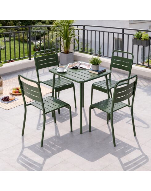 Table carrée 4 places Falcou verte - 70x70 cm