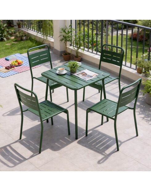 Table carrée 4 places Falcou verte - 70x70 cm