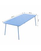 Falcou 8/10-Sitzer-Gartentisch blau - 200x80x72 cm