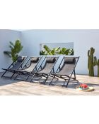 Lot de 4 transats en aluminium Gwen gris - 103x59x96 cm