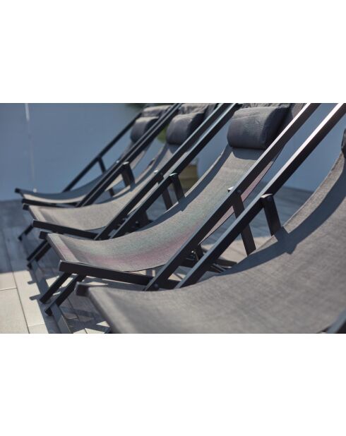 Lot de 4 transats en aluminium Gwen gris - 103x59x96 cm