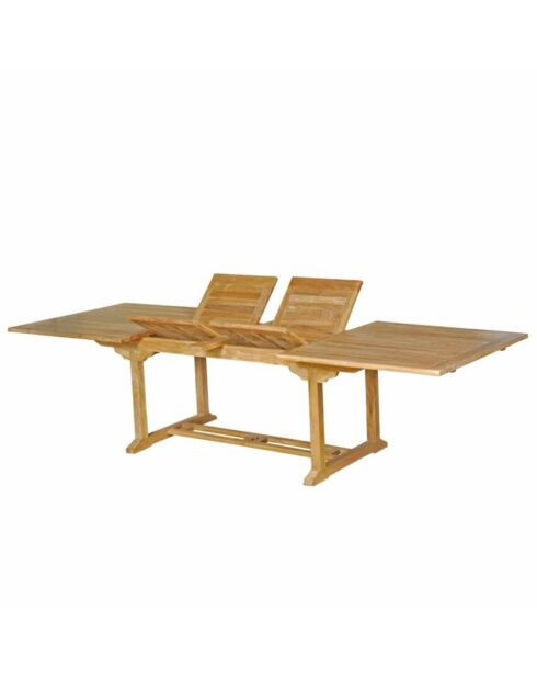Salon de jardin en teck 12 places avec table rectangulaire et 10 chaises Lireno marron - 11 pièces
