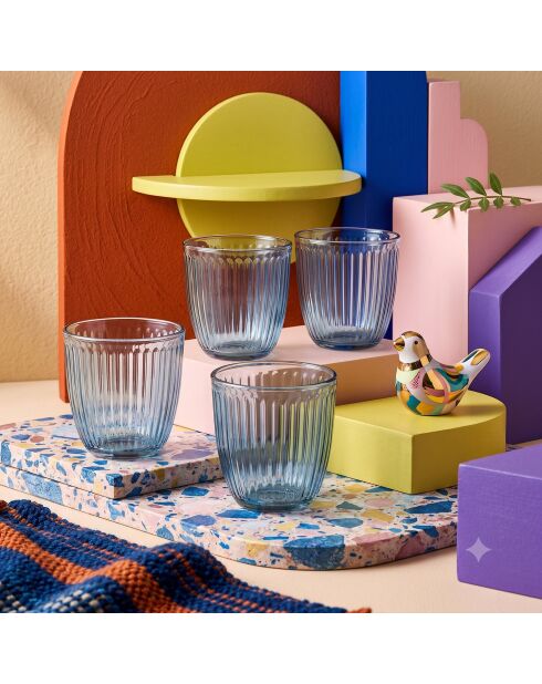 4 pièces de verres Splendid 290 bleu - 8,6x8,6x8,5 cm