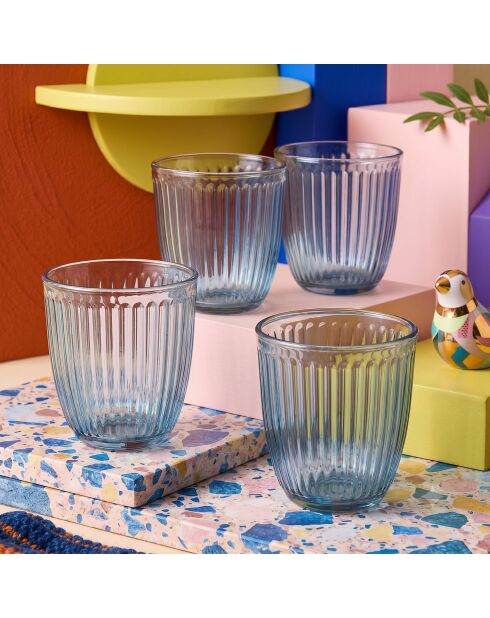 4 pièces de verres Splendid 290 bleu - 8,6x8,6x8,5 cm