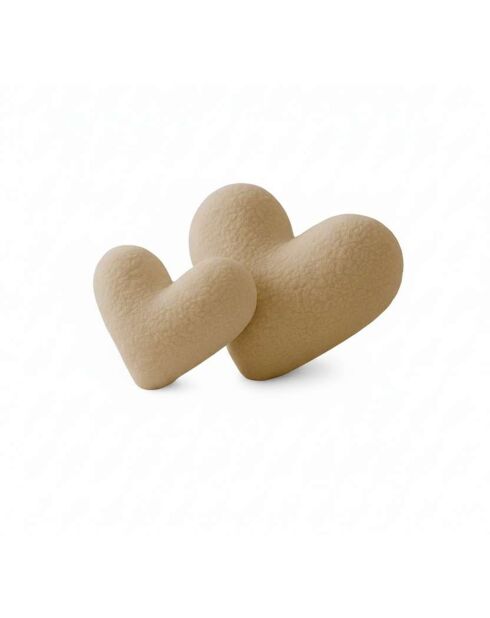 Coussin Petit Cœur D'Ourson beige clair - 38x33x9 cm