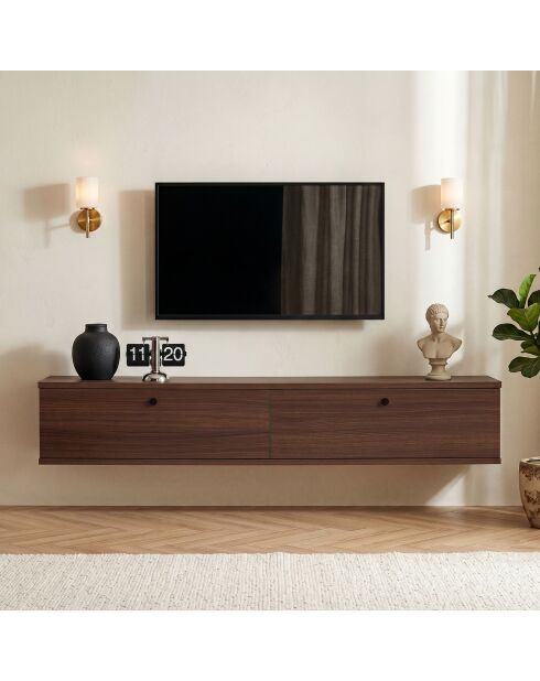 Meuble TV Ligne 140 noyer - 140×25×25 cm
