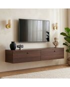 Meuble TV Ligne 140 noyer - 140×25×25 cm