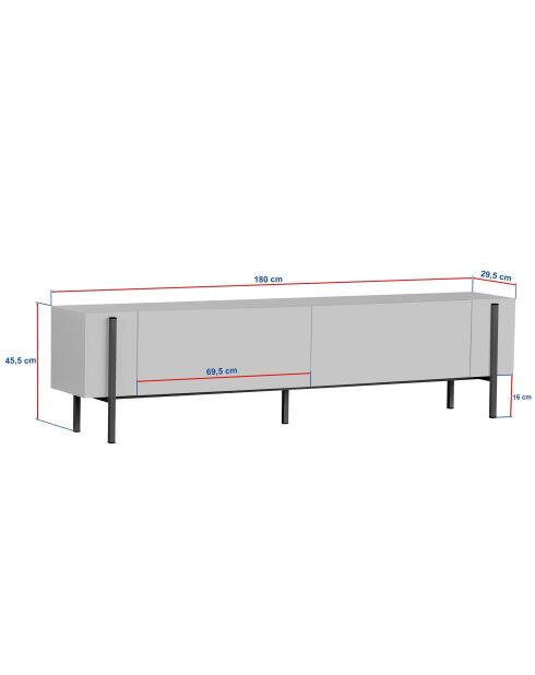Meuble TV Nexus blanc or - 180×30×45 cm