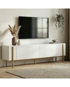 Meuble TV Nexus blanc or - 180×30×45 cm