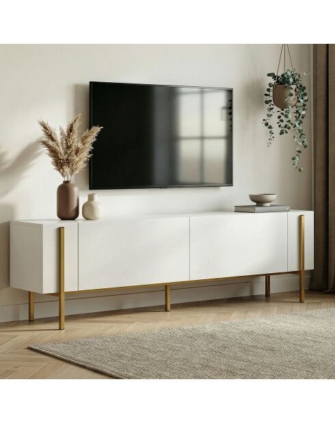 Meuble TV Nexus blanc or - 180×30×45 cm