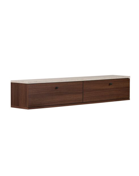 Meuble TV Ligne 140 travertin noyer - 140×25×25 cm