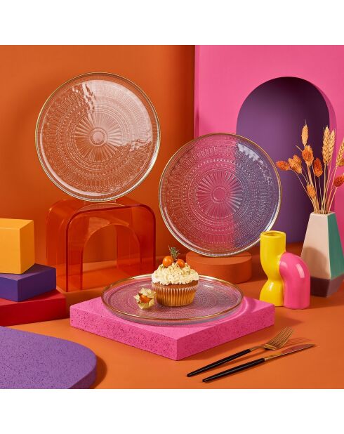 6 pièces d'assiettes à dessert Serenity transparentes - D. 21 cm