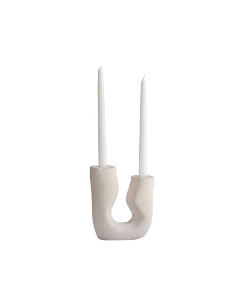3 Stück beigefarbene asymmetrische Kerzenhalter - 16x18,5x6 cm