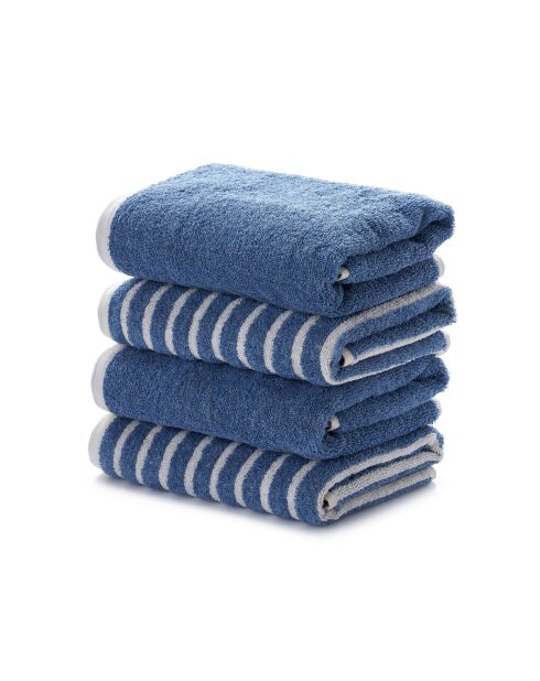 4 pièces de serviettes pour les mains Stripe Melange bleues - 50x90 cm