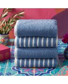 4 pièces de serviettes pour les mains Stripe Melange bleues - 50x90 cm