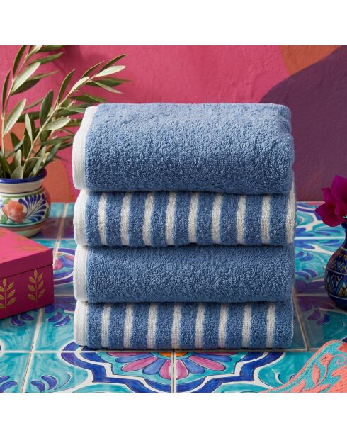 4 pièces de serviettes pour les mains Stripe Melange bleues - 50x90 cm