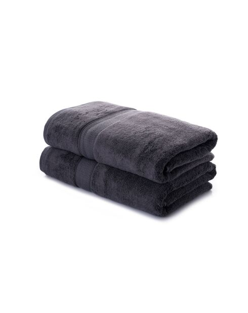 2 pièces de serviettes de bain Check noires - 70x140 cm