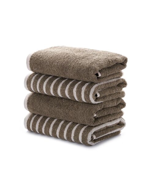 4 pièces de serviettes pour les mains Stripe Melange brunes - 50x90 cm