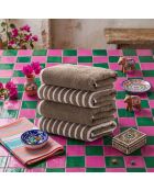 4 pièces de serviettes pour les mains Stripe Melange brunes - 50x90 cm