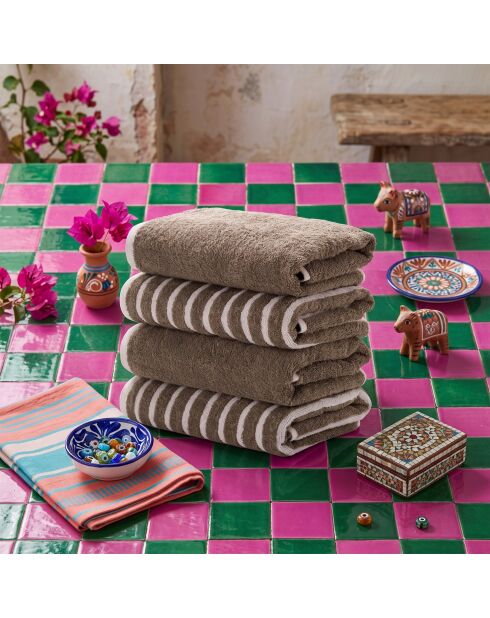 4 pièces de serviettes pour les mains Stripe Melange brunes - 50x90 cm