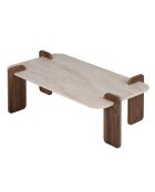 Renard Couchtisch aus Travertin-Nussbaumholz - 147×87×35 cm